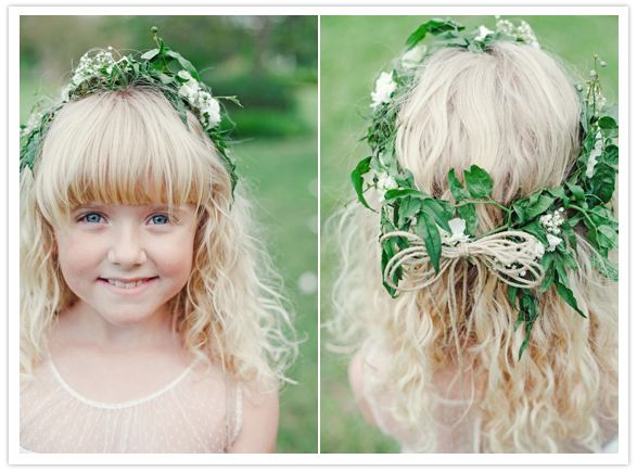 green leaf flower girl crown