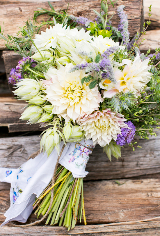 hand picked nigella, lavender, lamb's ear, queen ann'es lace, peonies/dahlias, and cornflower.