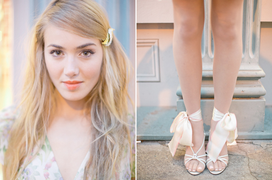jeweled hair clip and ribbon ankle sandals | Photo by Jeremy Harwell - savannah-love-story-3b