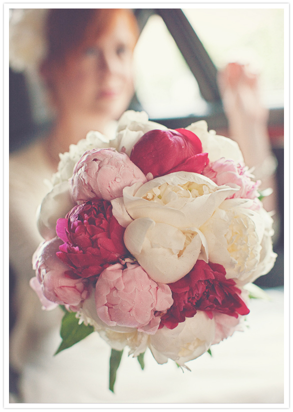 pink, fuschia and white peony bouquet