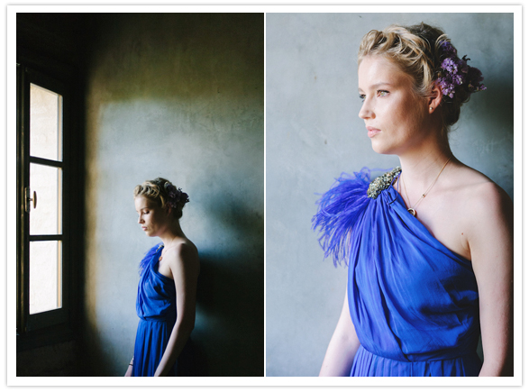 Lanvin cobalt blue one-strap dress