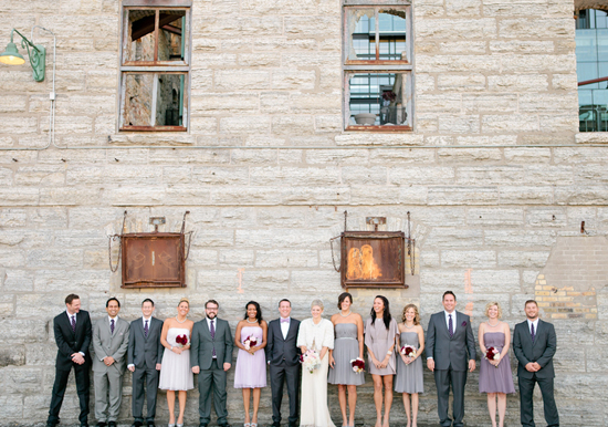 outdoor rustic building wedding party portraits