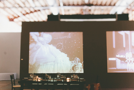 video projections at reception  | 100 Layer Cake