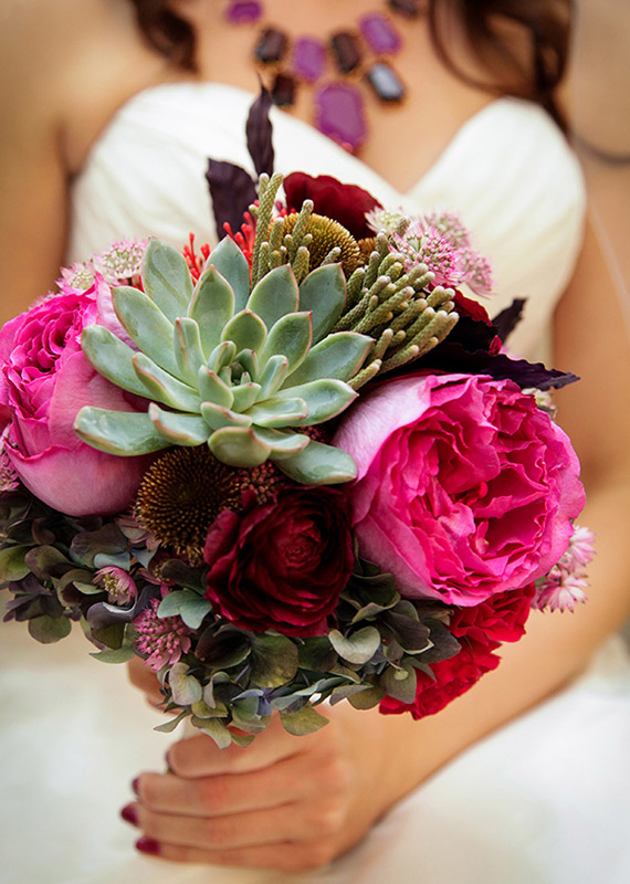 Neon pink bridal bouquet  | photo by West Loop Studios | 100 Layer Cake