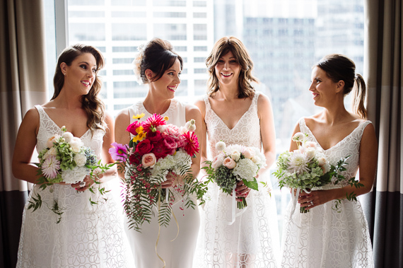 White bridesmaid dresses| Photo by Jerome Cole photography | Read more - http://www.100layercake.com/blog/?p=75347