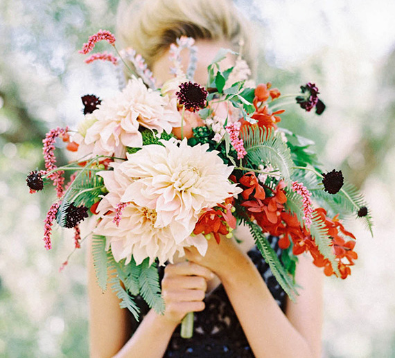 Ivory dahlia fall wedding bouquet | 100 Layer Cake