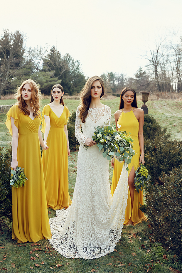 bright yellow bridesmaid dresses