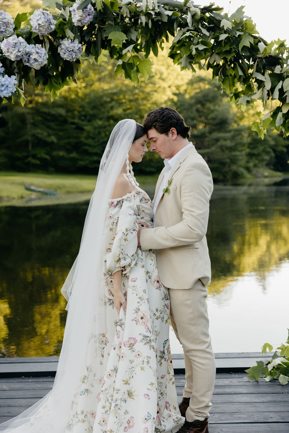 Luxe summer mountain wedding ideas with a floral gown