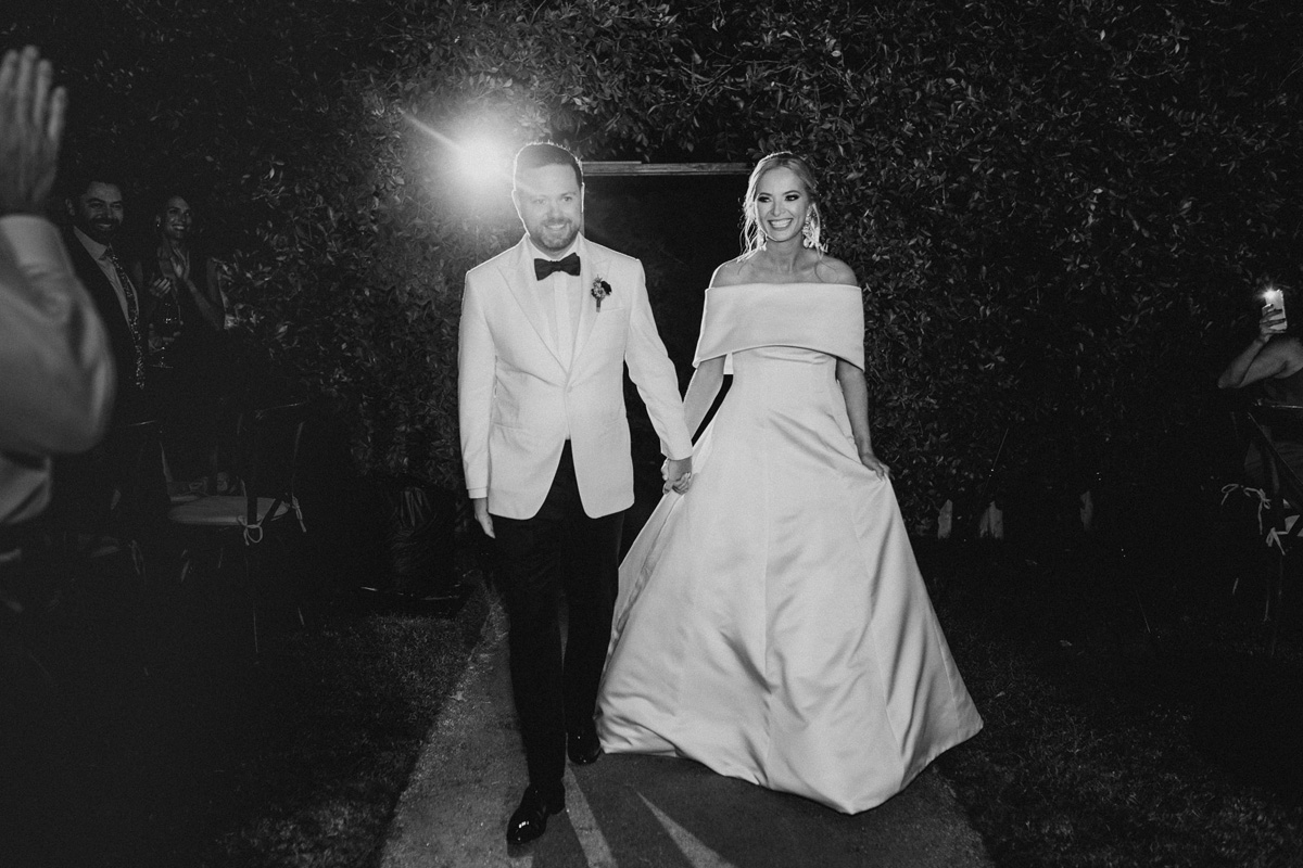 bride and groom at desert wedding