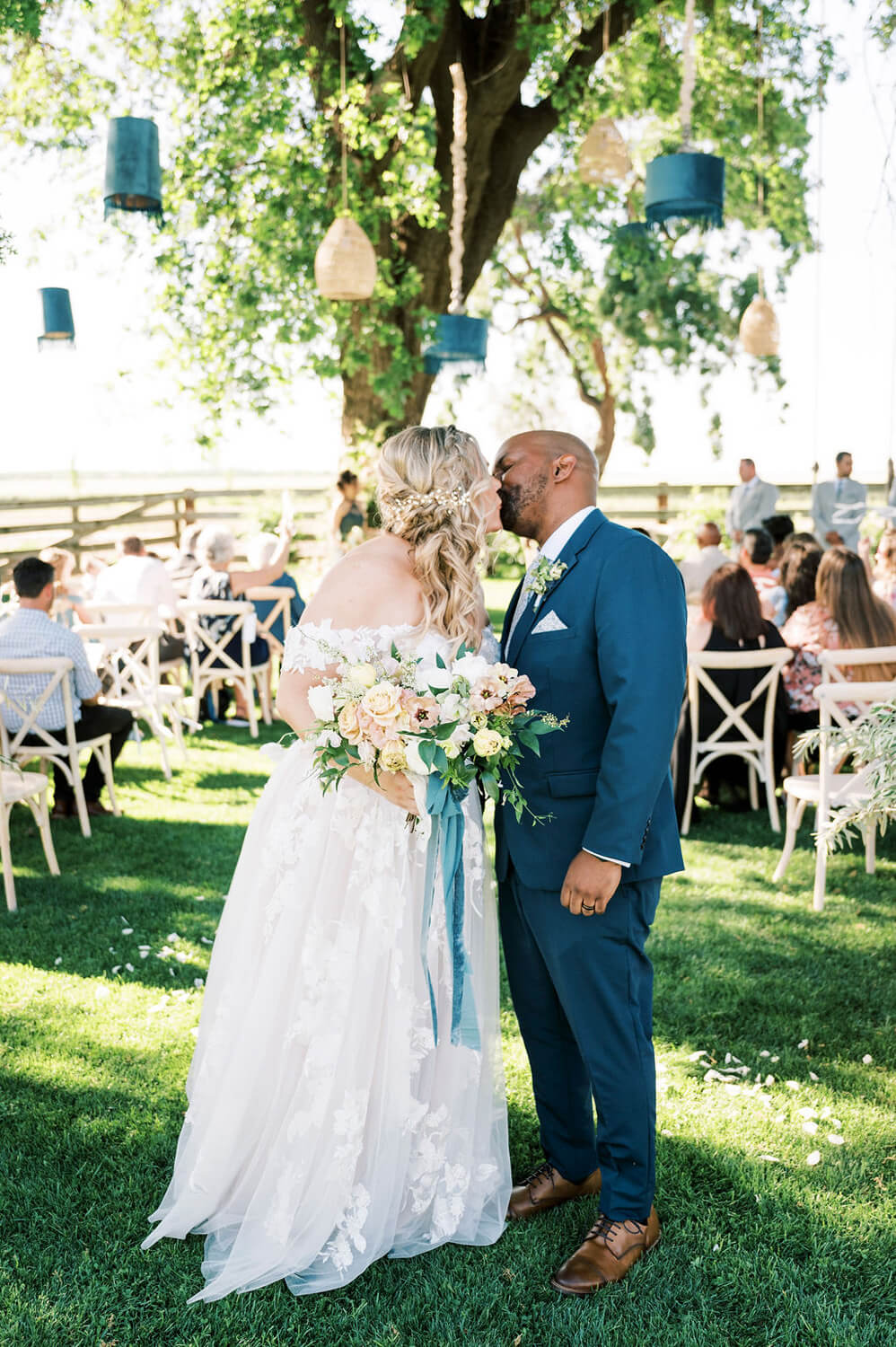 blue rustic wedding ceremony portrait in california