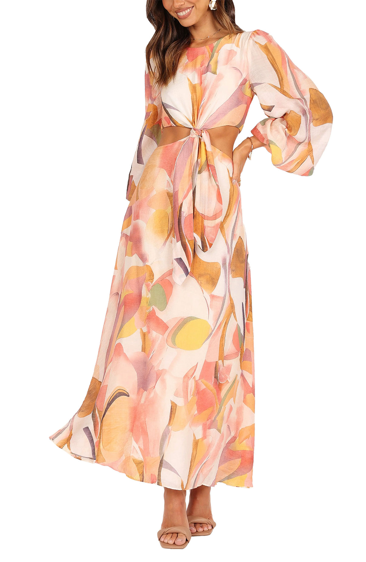 petal and pup cutout fall dress