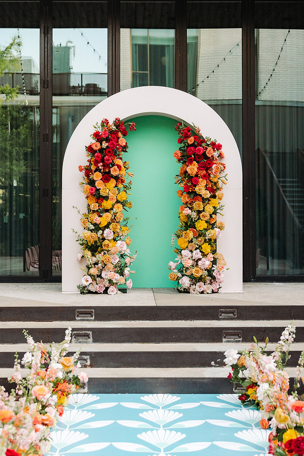 floral rainbow ceremony arch