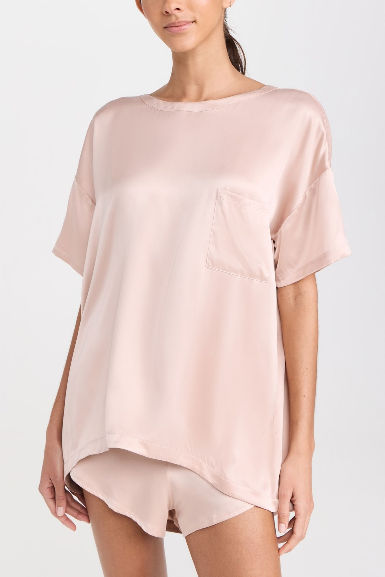 Lunya pink Washable Silk Tee Set bridal pjs