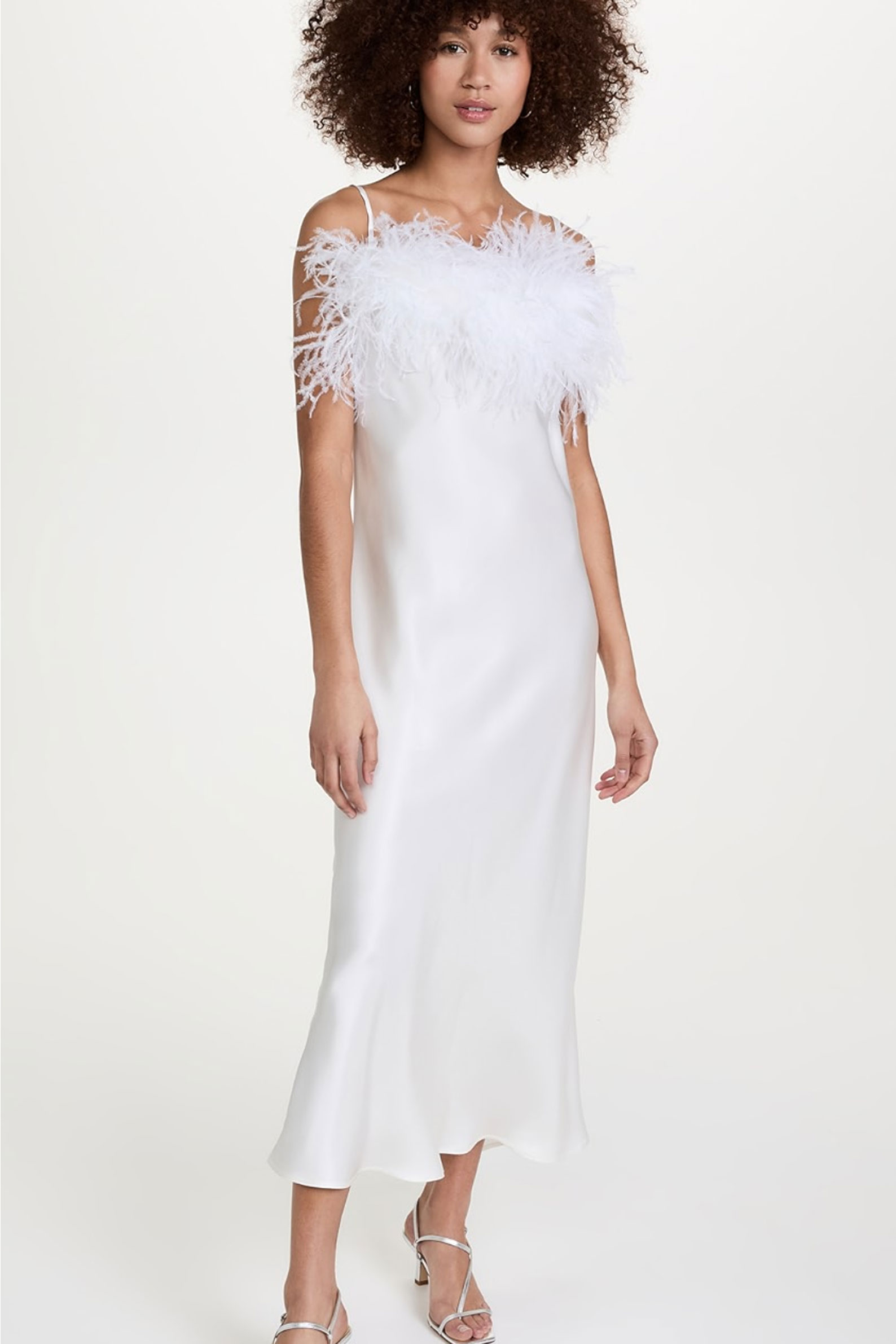 Sleeper Boheme Bridal Slip Dress with Feathers