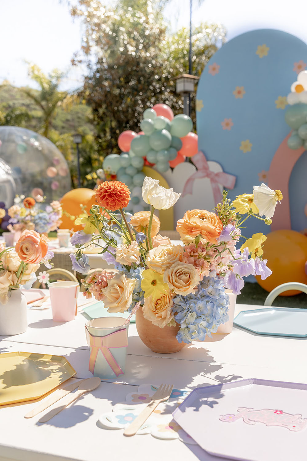 spring flowers and girls party decorations