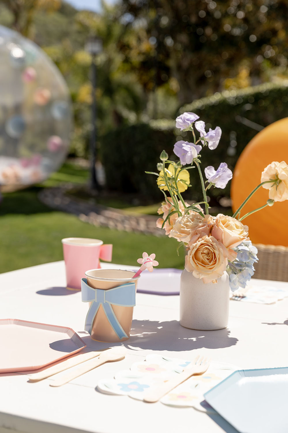 spring flowers and girls party decorations