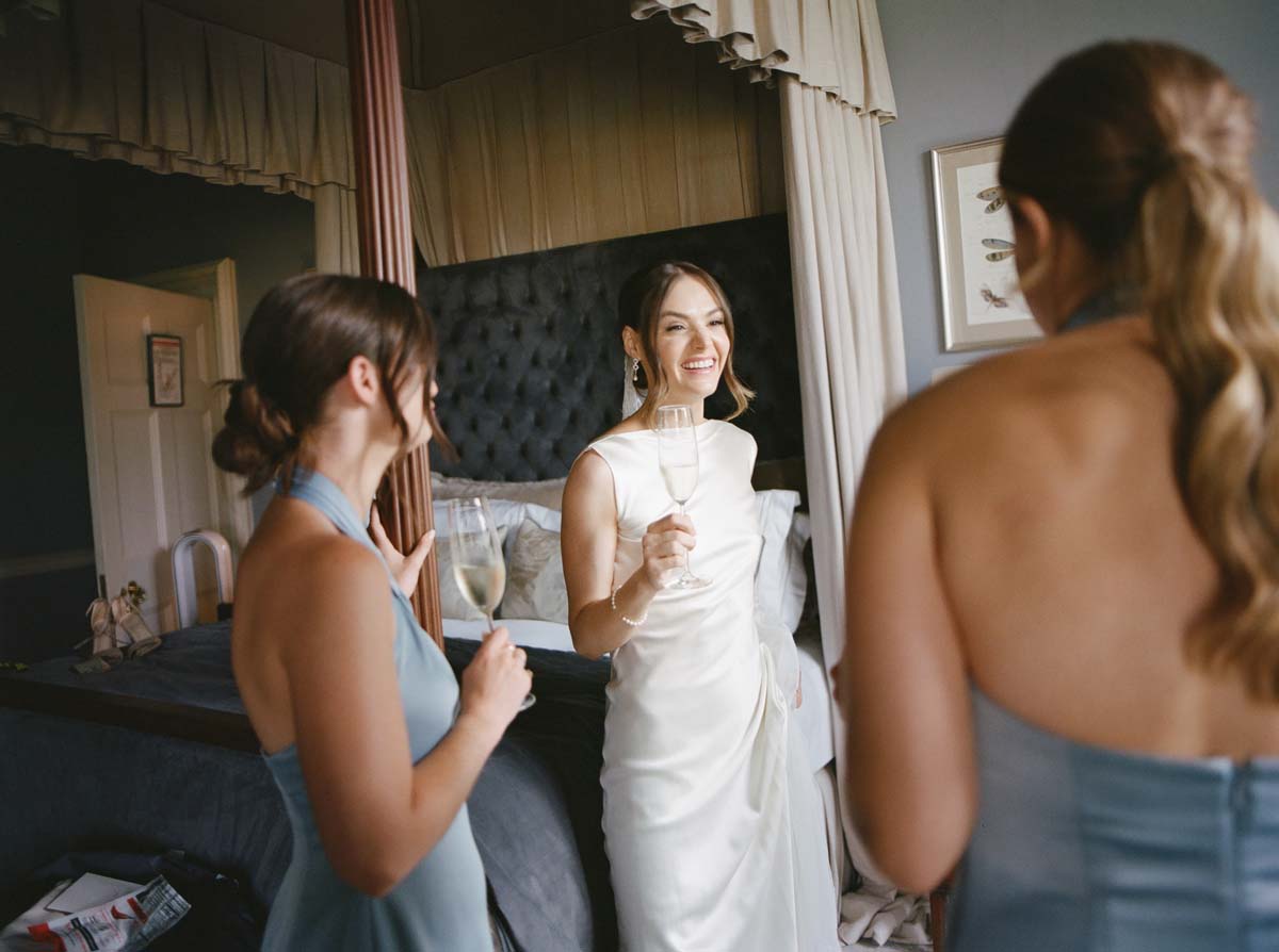 bride and bridesmaids getting ready at Luttrellstown Castle wedding