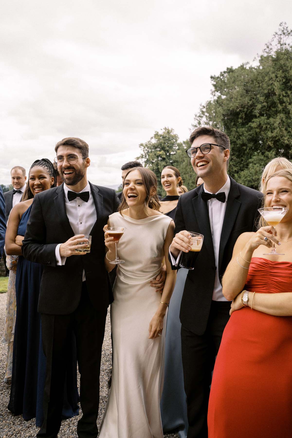 bride and groom with espresso martinis at Ireland wedding