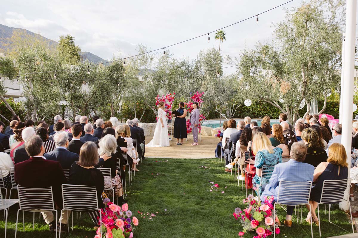 pink and purple wedding ceremony