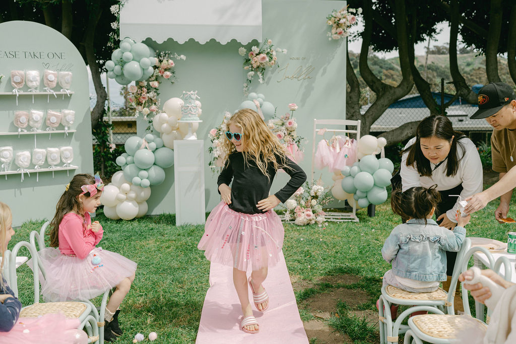 little girls at fashion show birthday party