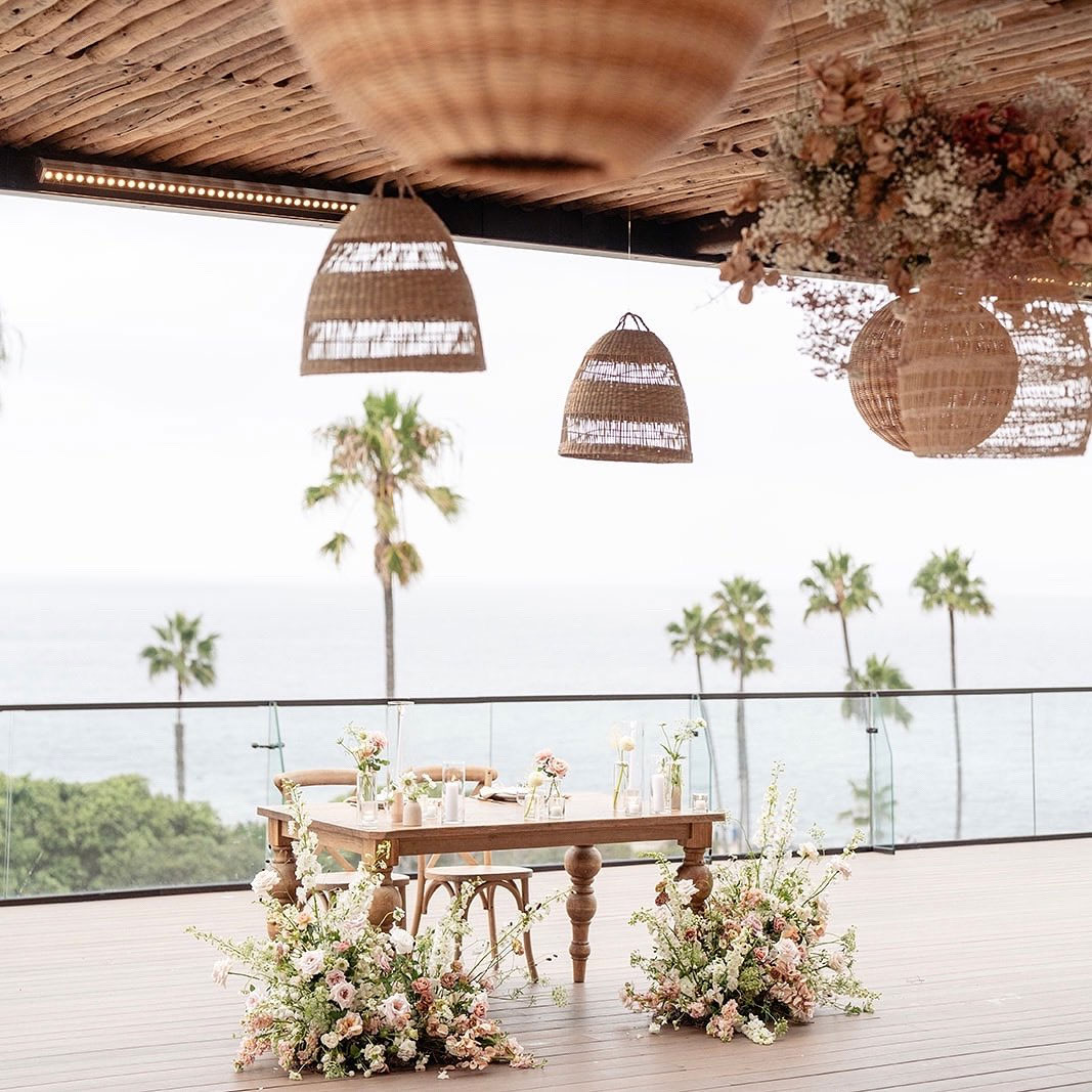 la jolla cove wedding venue with woven lanterns