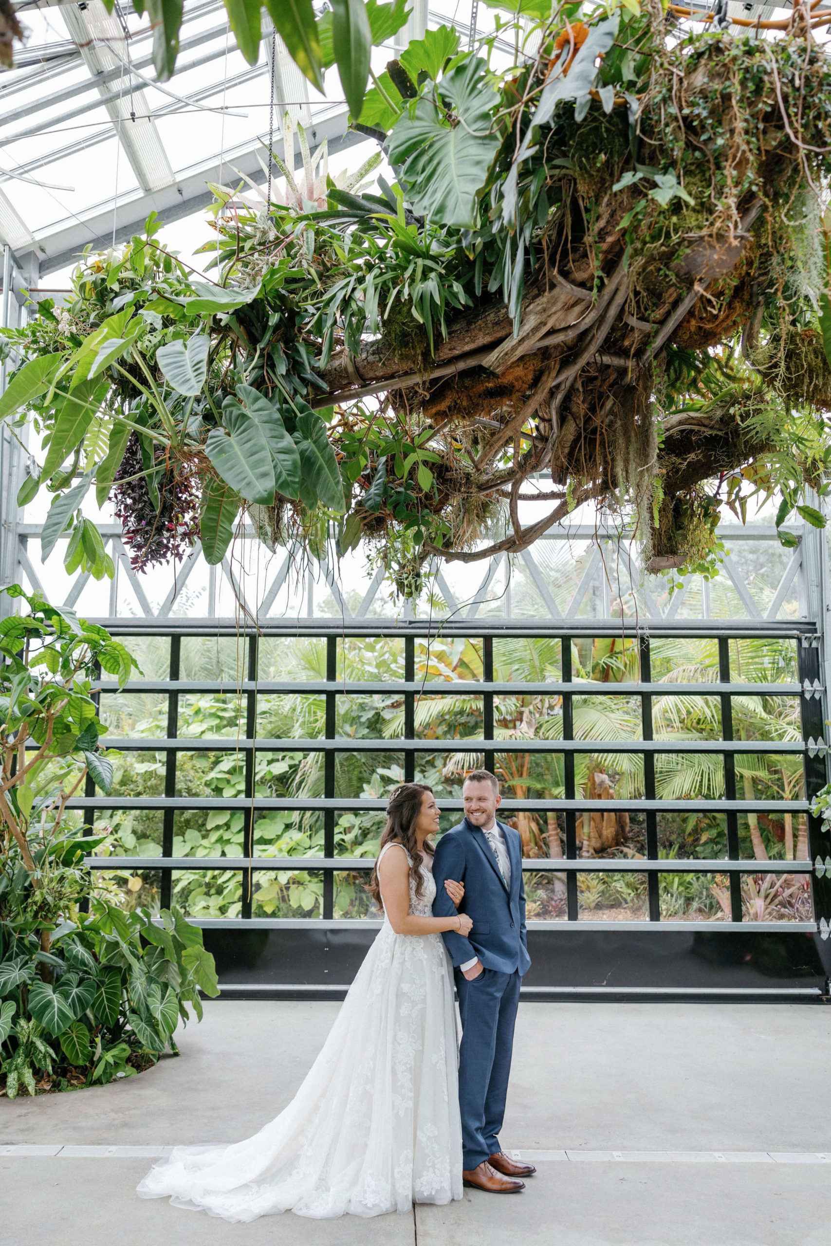 greenhouse wedding portrait at san diego botanic