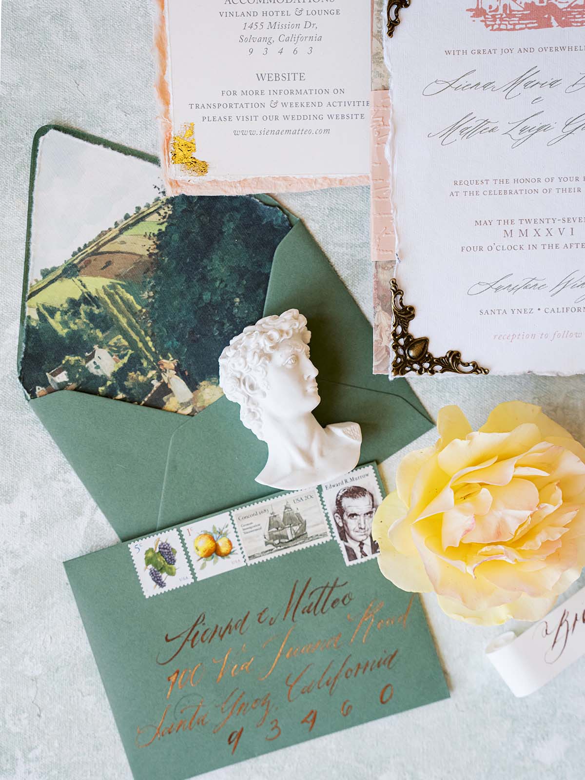 italian inspired wedding envelopes