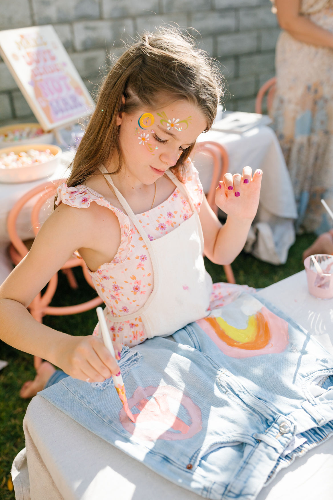 denim painting activity at kids birthday party