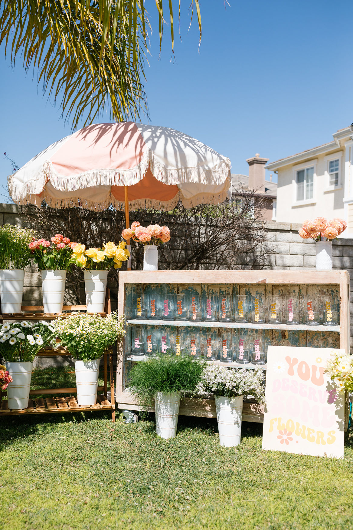 diy flower bar for girls birthday party