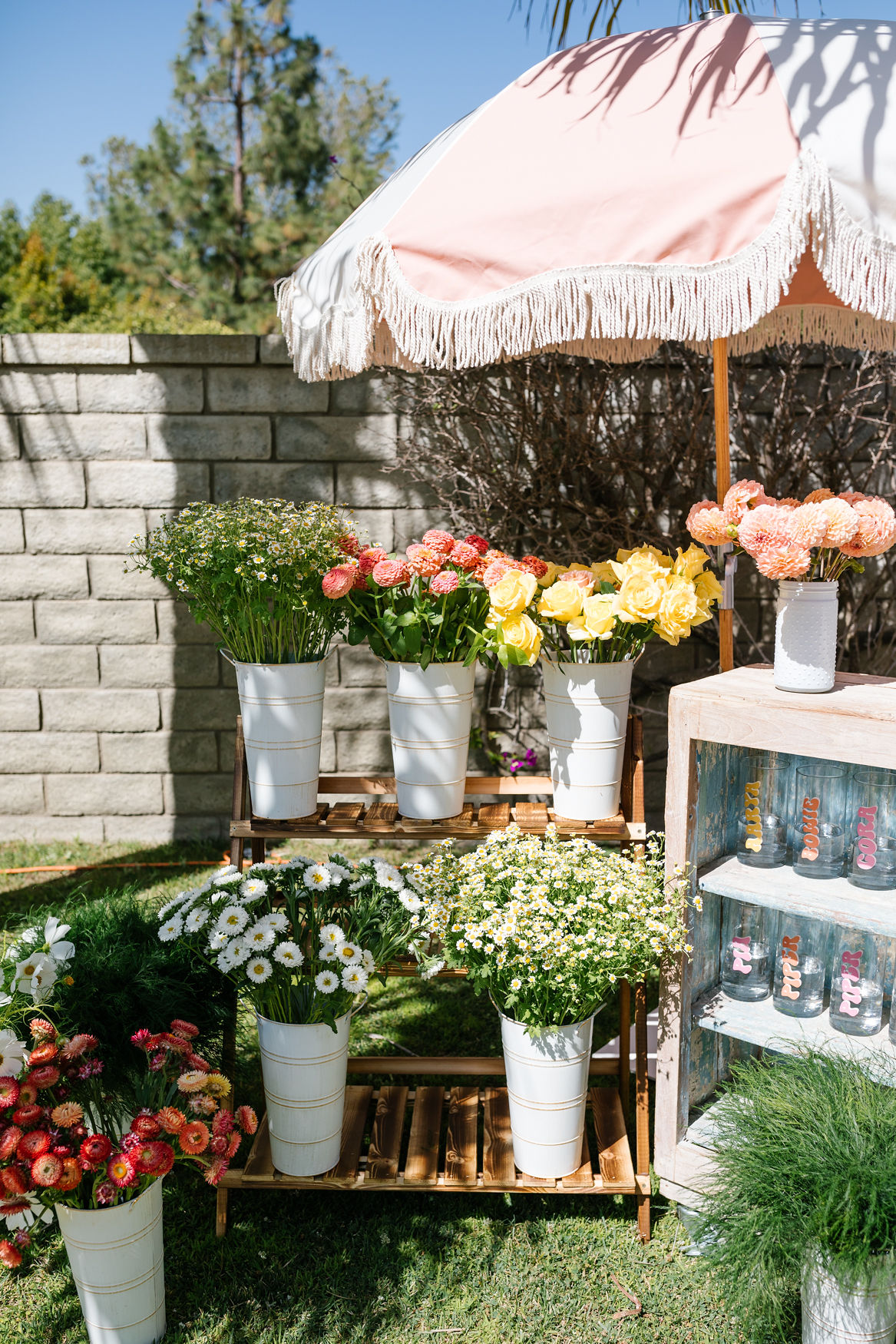 diy flower bar for girls birthday party