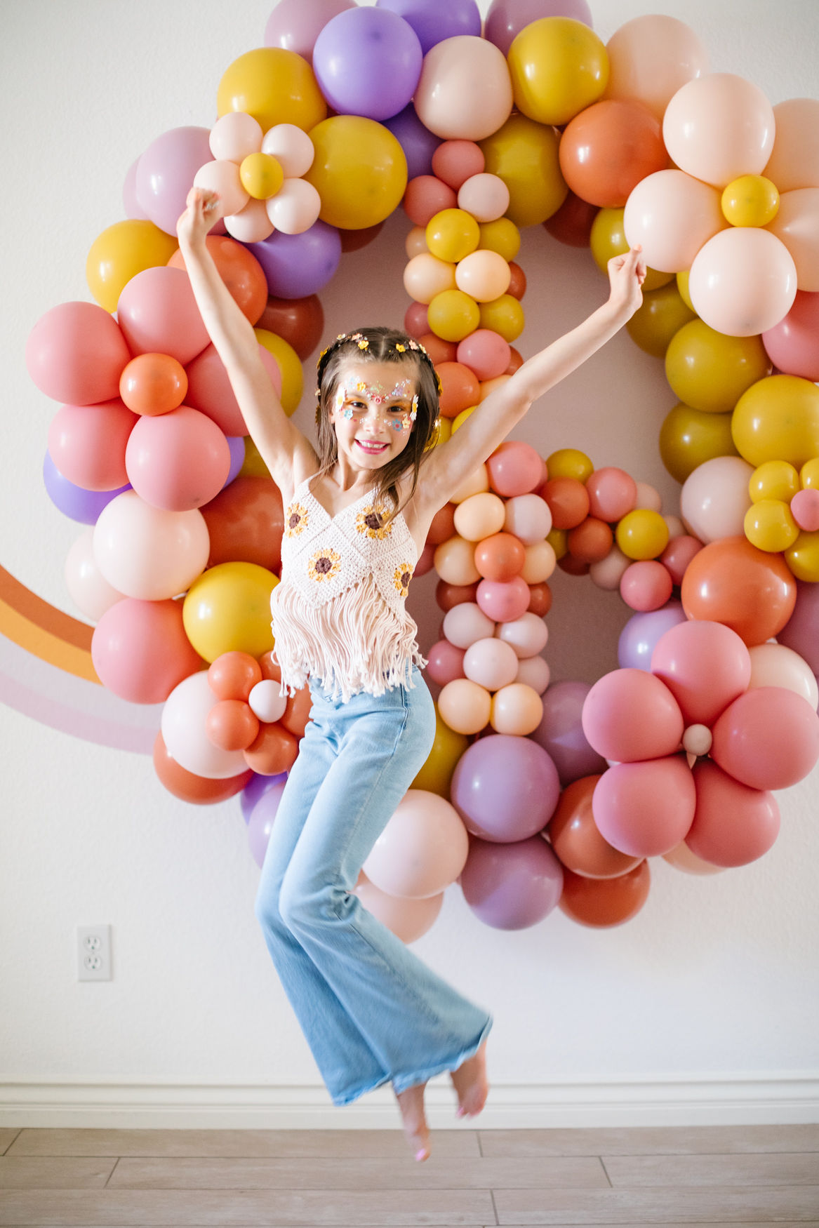 piper's hippie 9th birthday with floral balloon peace sign