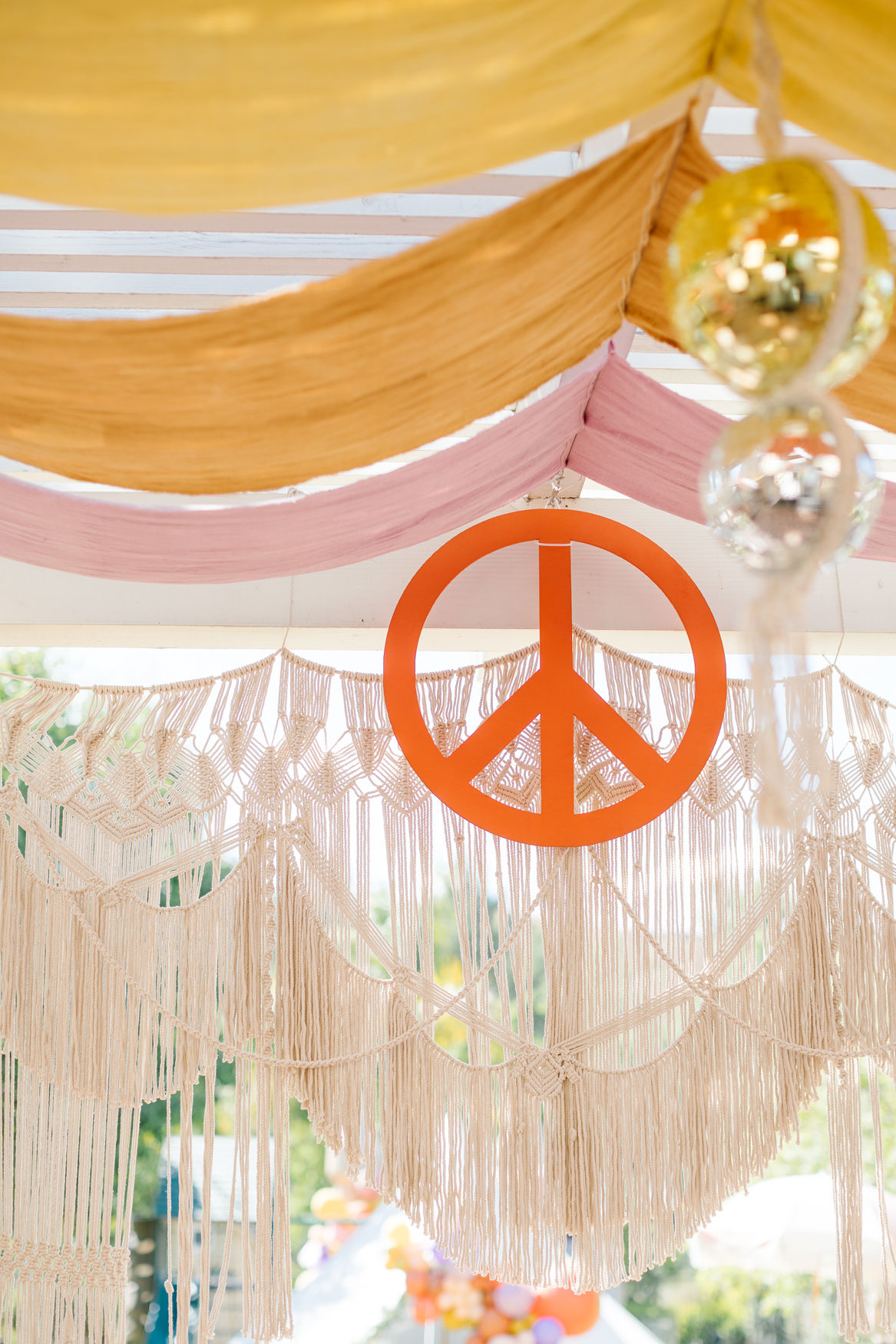 peace sign macrame groovy party decorations