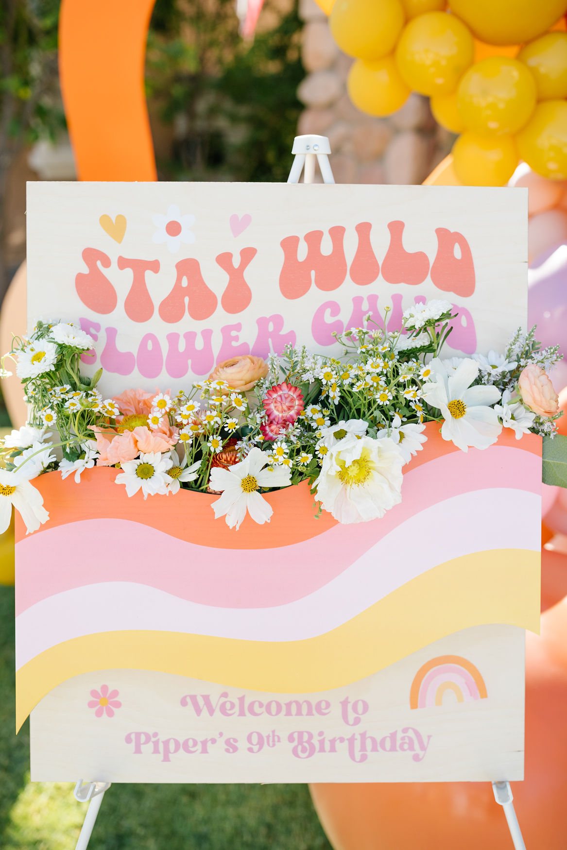 Stay Wild, Flower Child kids birthday welcome sign