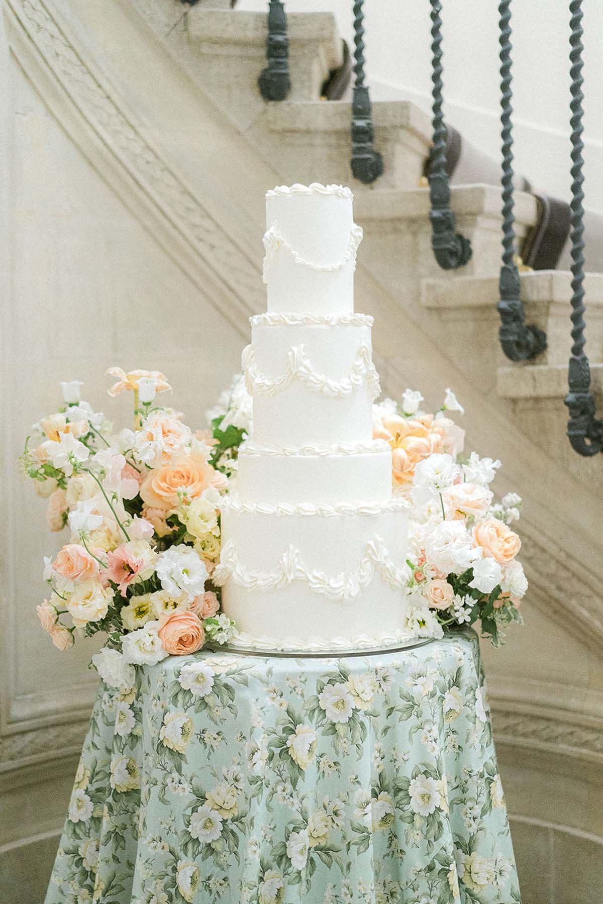 elegant traditional tiered white wedding cake