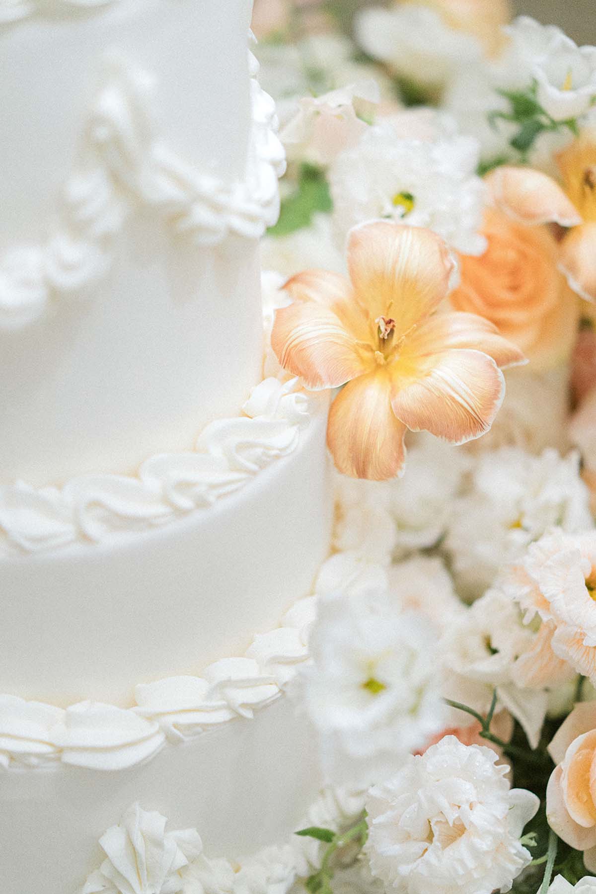 elegant traditional tiered white wedding cake