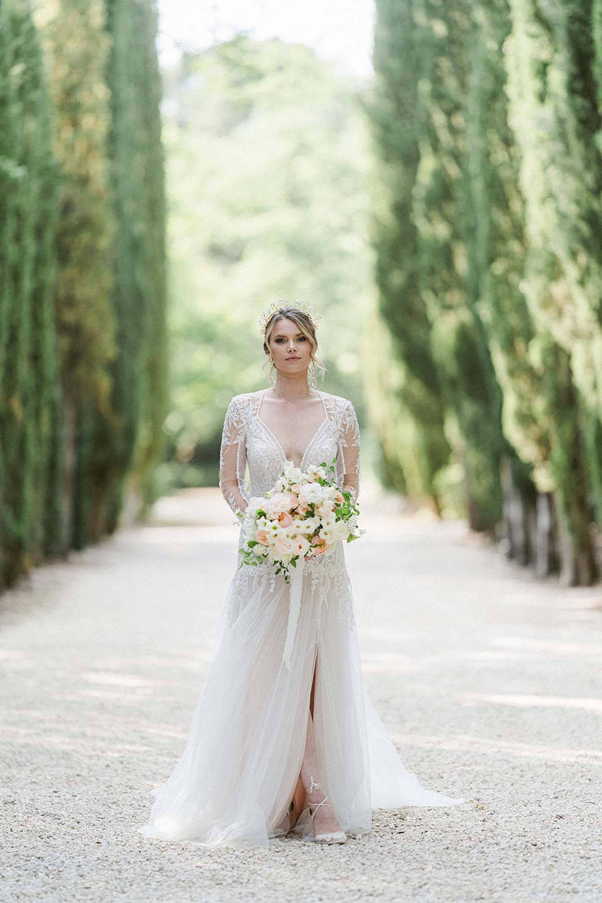 elegant bridal portrait at Chateau Martinay