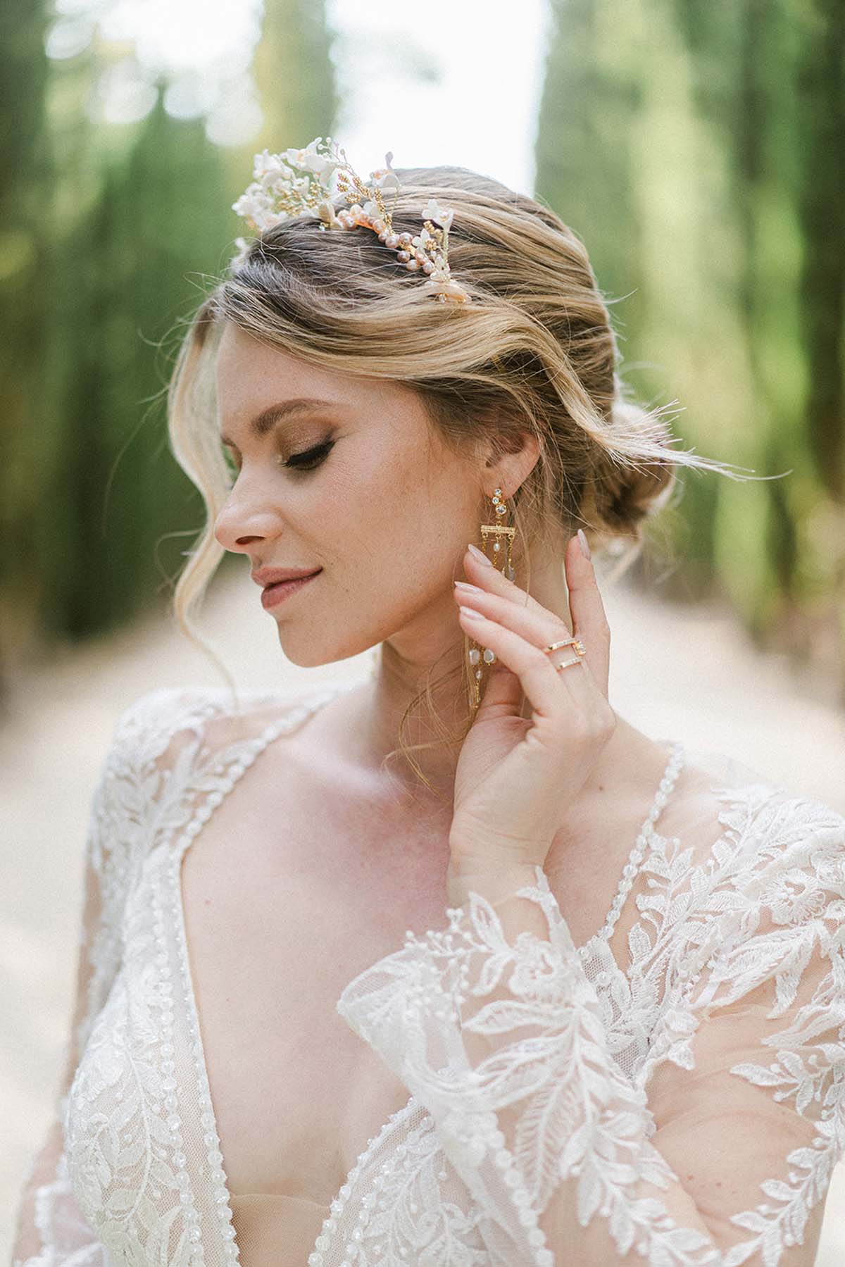 elegant bridal updo with tiara