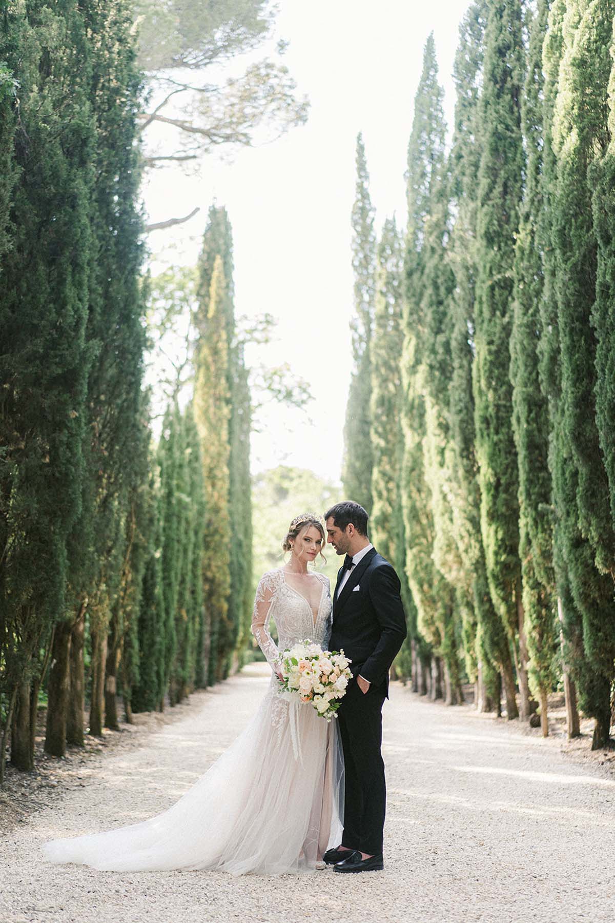 elegant wedding portrait at Chateau Martinay