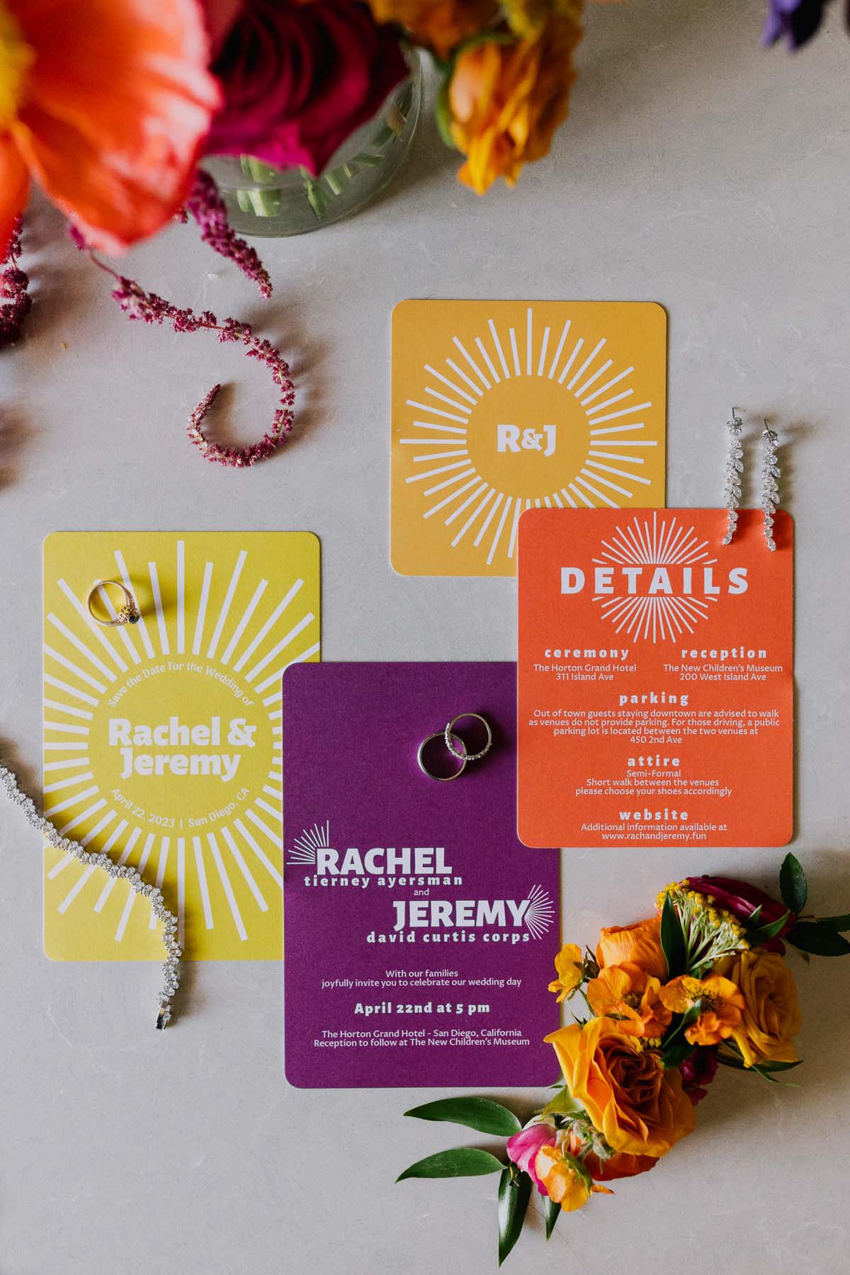 bold colorful wedding invitations