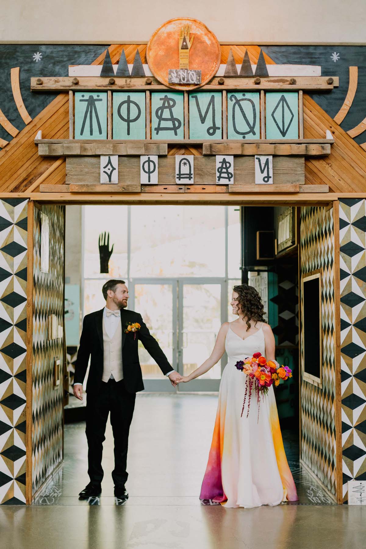 colorful wedding portrait at New Children's Museum San Diego wedding