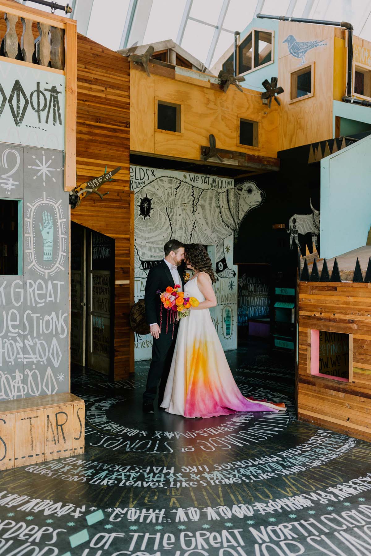 colorful wedding portrait at New Children's Museum San Diego wedding