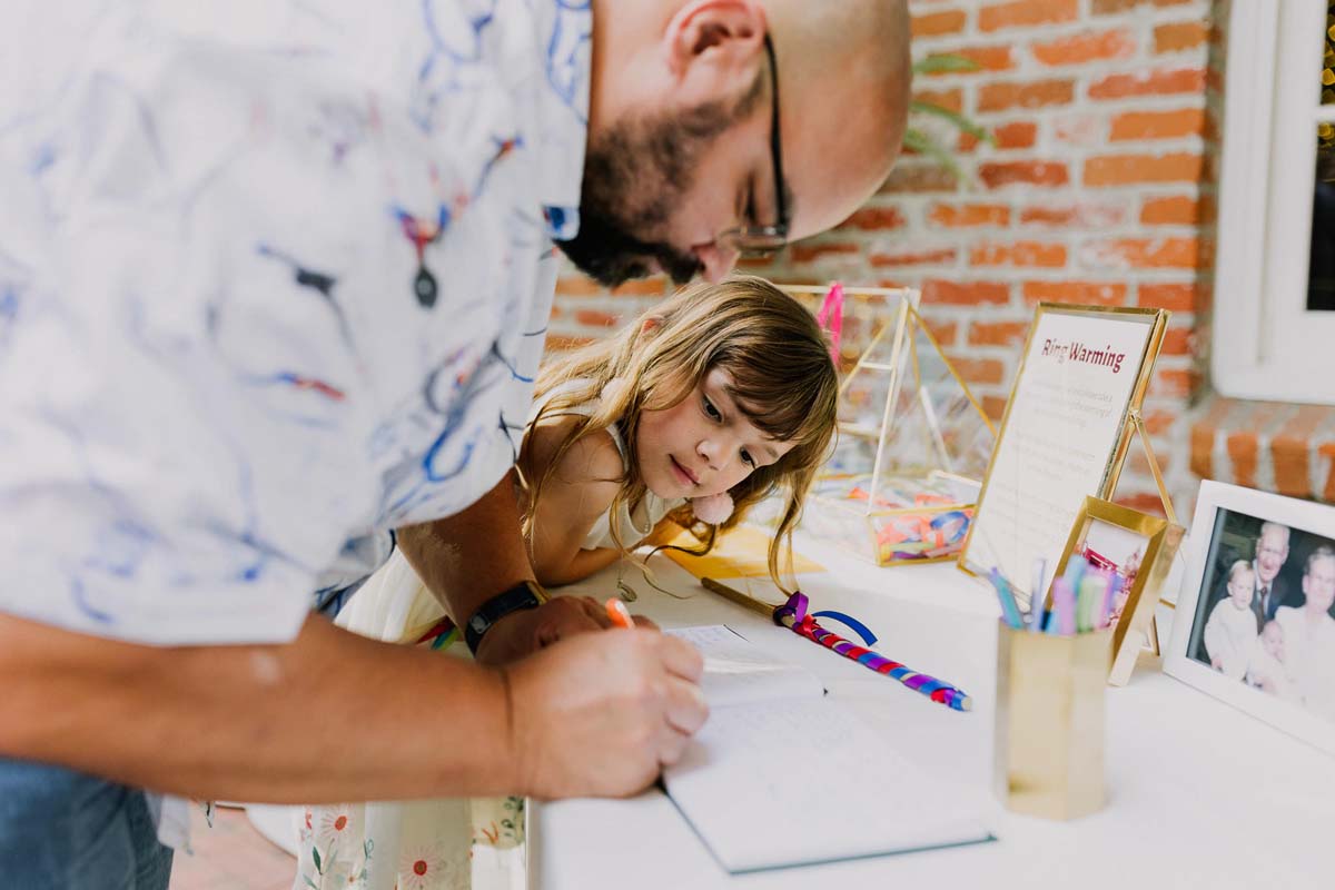 signing guest book at wedding