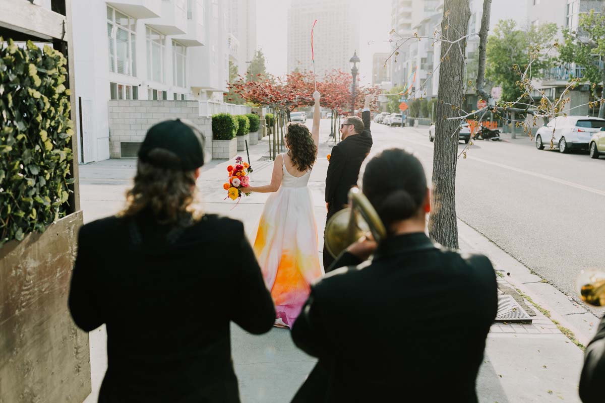 wedding parade in san diego with ribbons