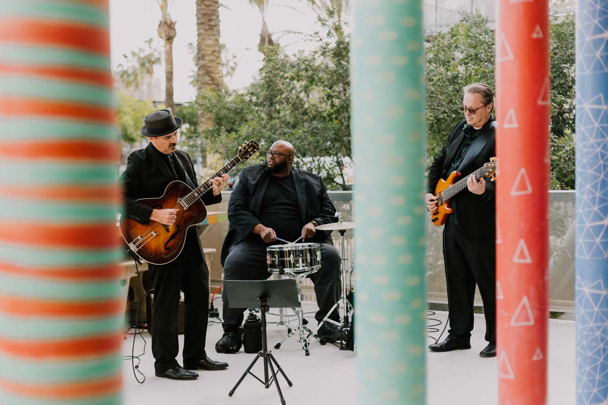 band playing at new children's museum wedding