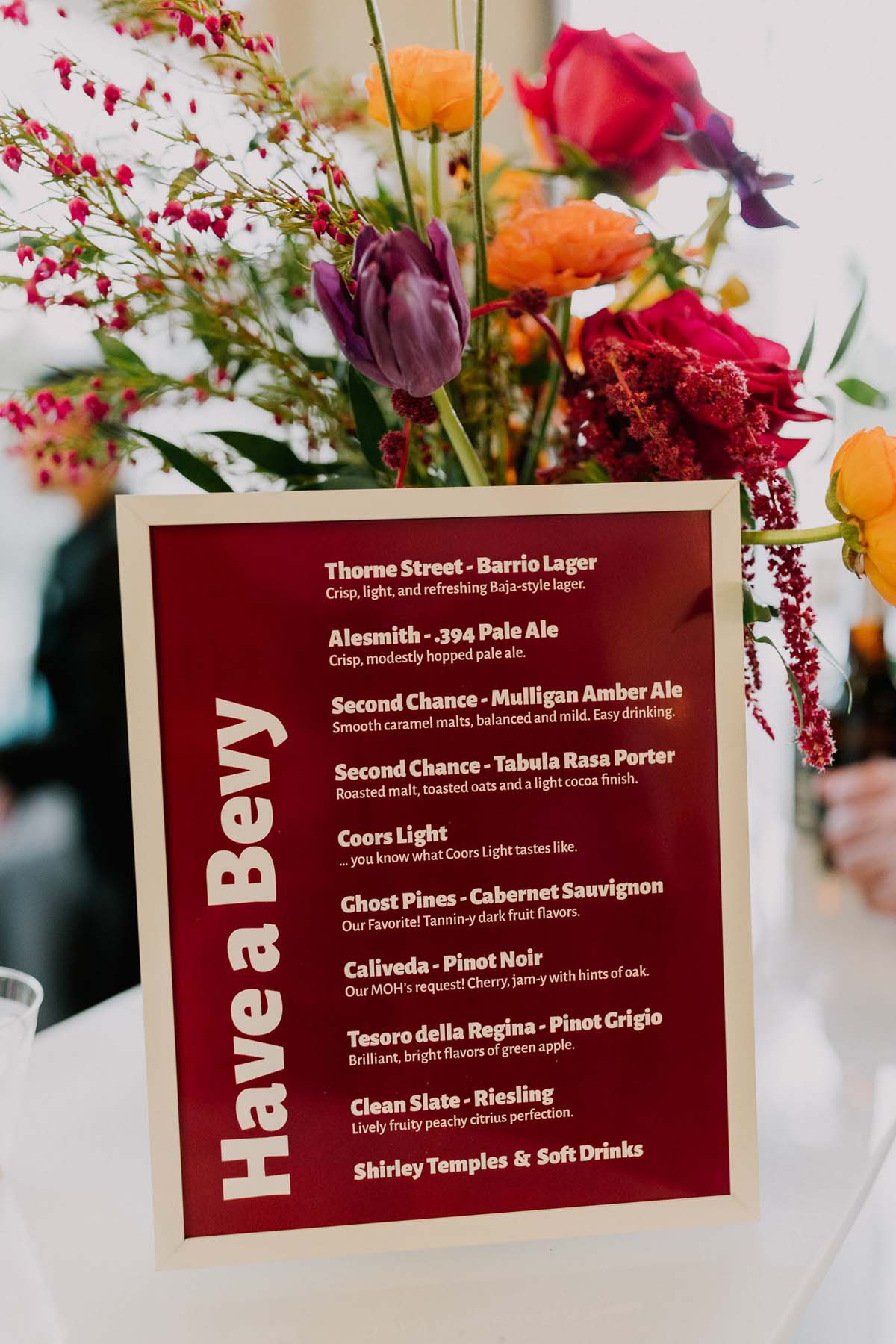 red menu at wedding