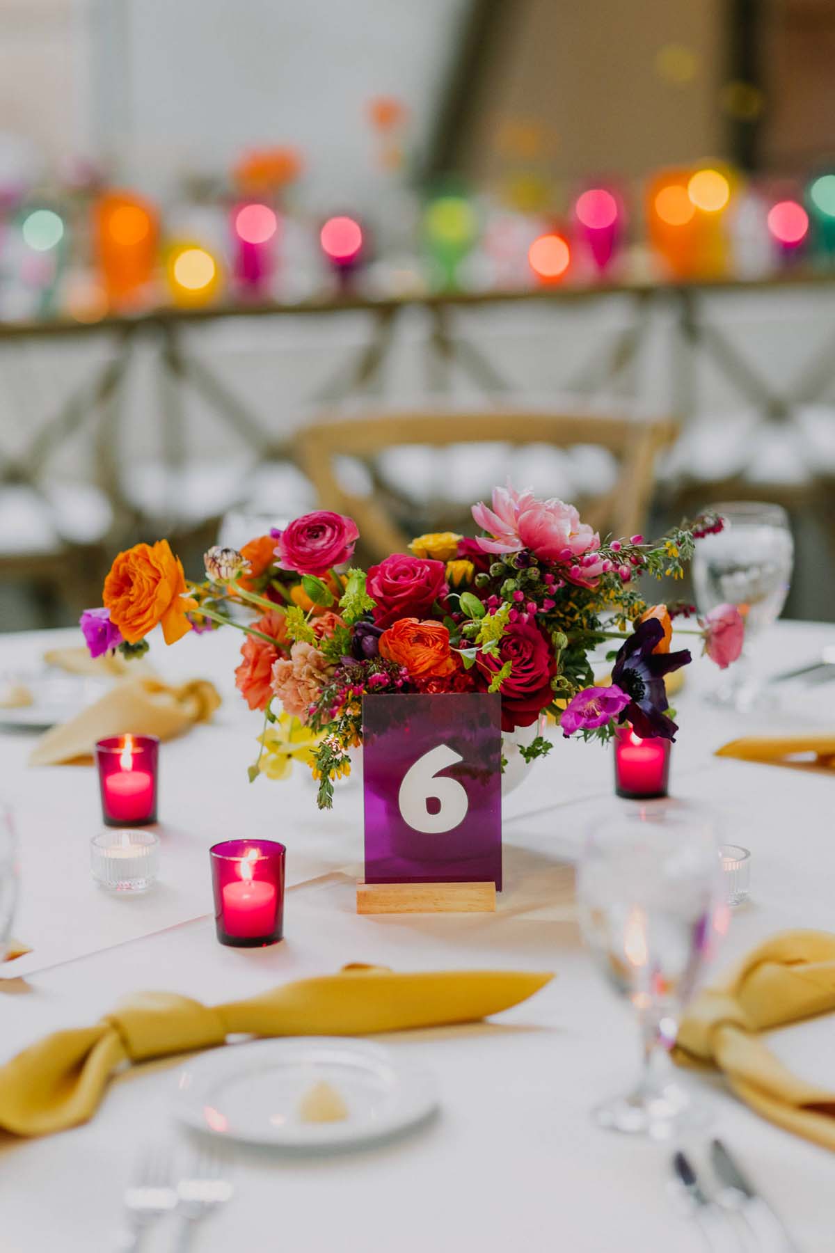 acrylic table numbers at wedding