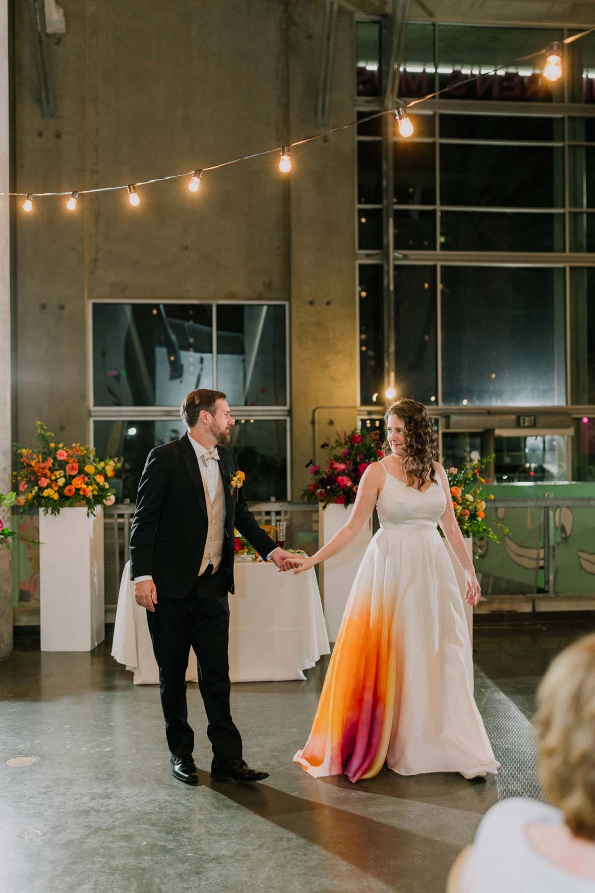 bride in colorful wedding dress at san diego wedding