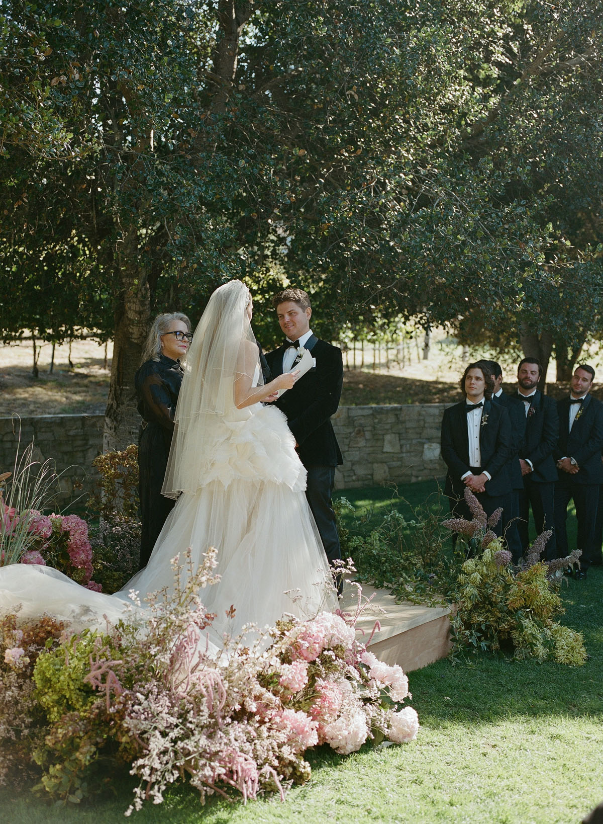 romantic carmel valley ranch wedding ceremony with vera wang bridal gown