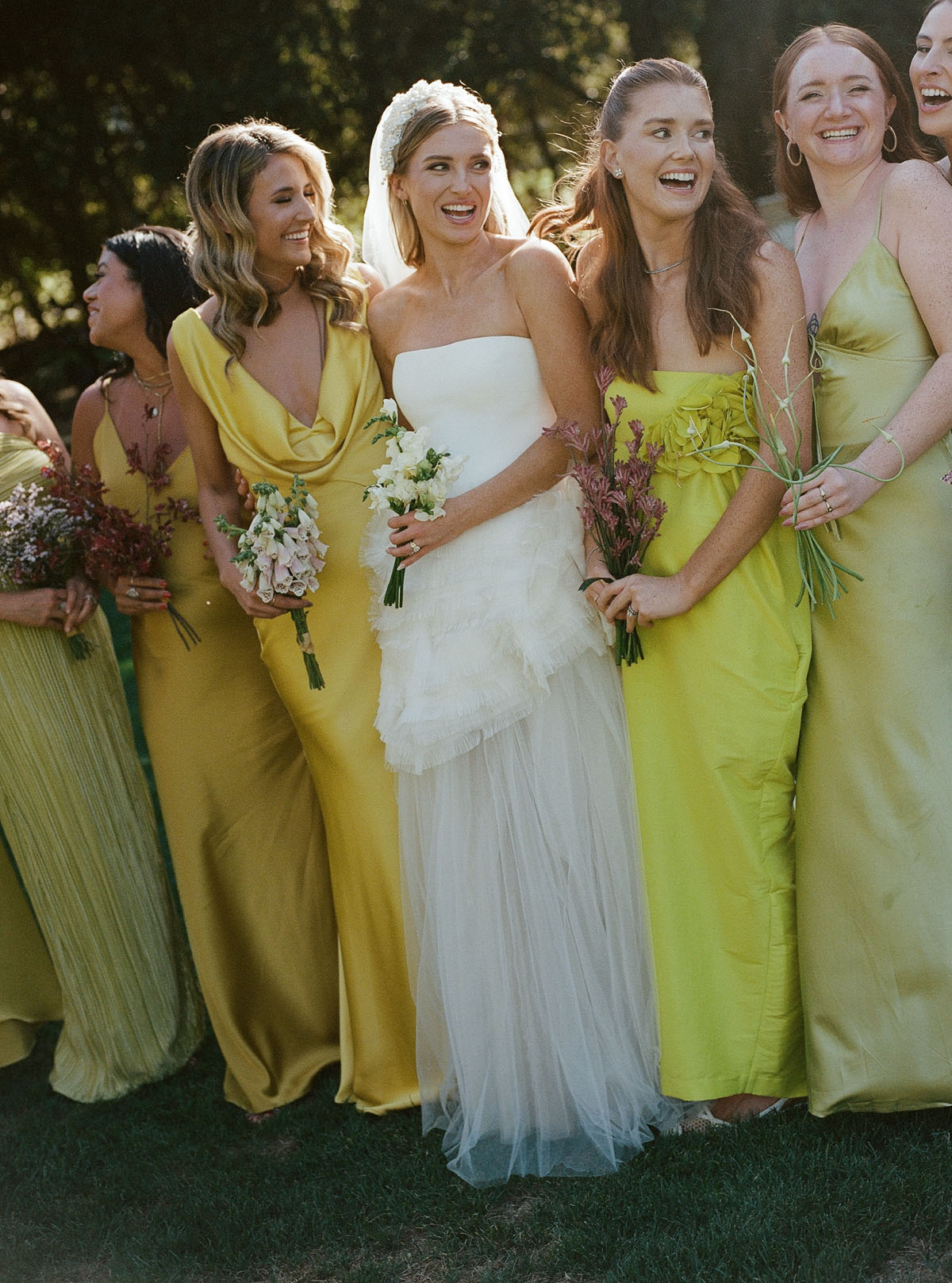 green yellow bridesmaid dresses