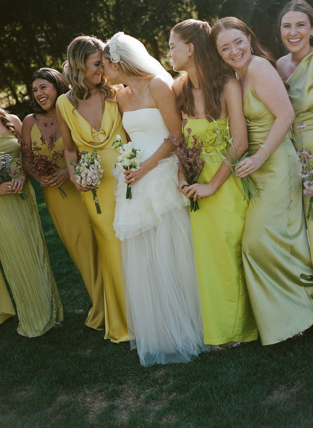 green yellow bridesmaid dresses